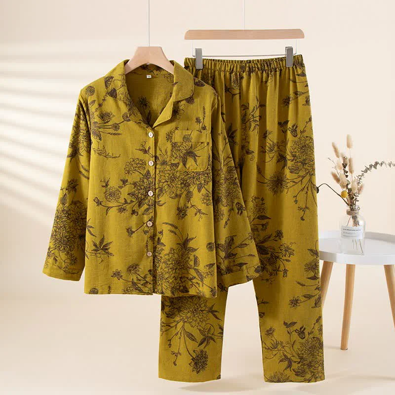 Crafted Ownkoti Oriental Style Floral Cotton Loungewear Set Genuine