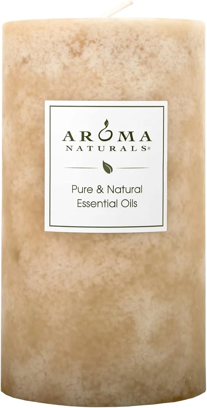 Exclusive Aroma Naturals Ginger and Clove Essential Oil Beige Scented Pillar Candle Fine Crafted