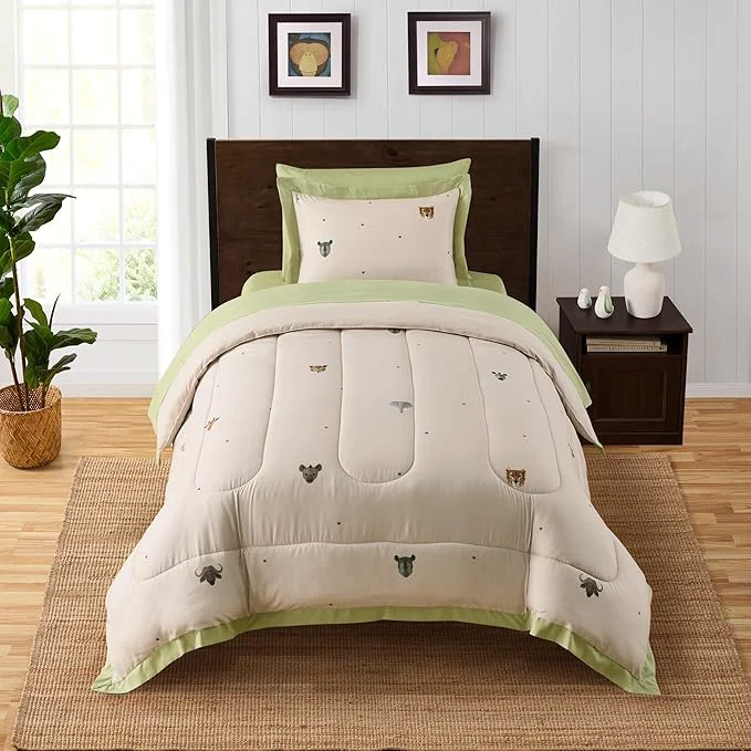 Prestigious Kids Jungle Safari Comforter Set Twin Size – Bed in a Bag with Savanna Animals Sheets Pillowcases amp Shams – Soft Bedding with Lions Giraffes Elephants and More – Boys or Girls Bedroom Decor Organic