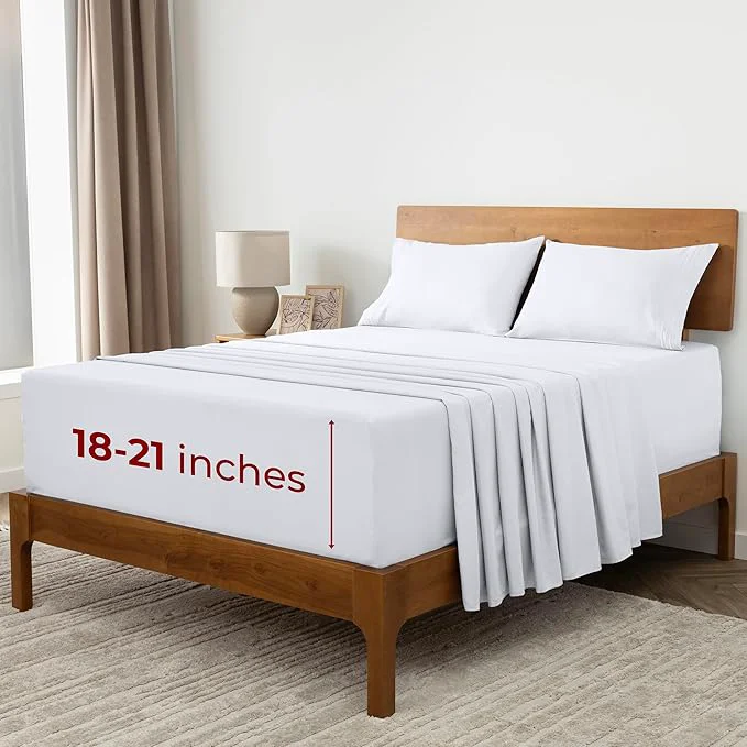 Crafted Mellanni Extra Deep California King Sheets – 4 PC Iconic Collection Bedding – Hotel Luxury Ultra Soft Cooling Bed Sheets – Wrinkle Fade Stain Resistant Cal King White Exclusive