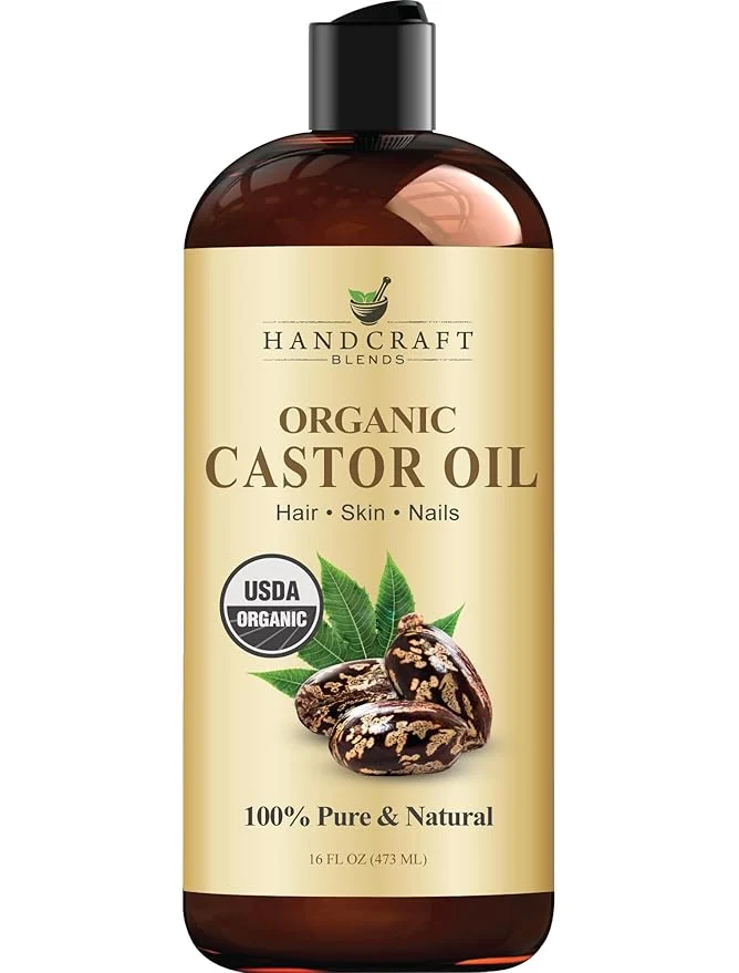 Trusted Handcraft Blends Organic Castor Oil 16 Fl Oz Pure and Natural Premium Lightweight