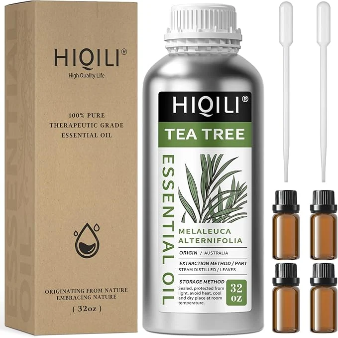 Optimized HIQILI Tea Tree Oil 32 Fl Oz for Skin Soap Making Includes Four Portable Recyclable