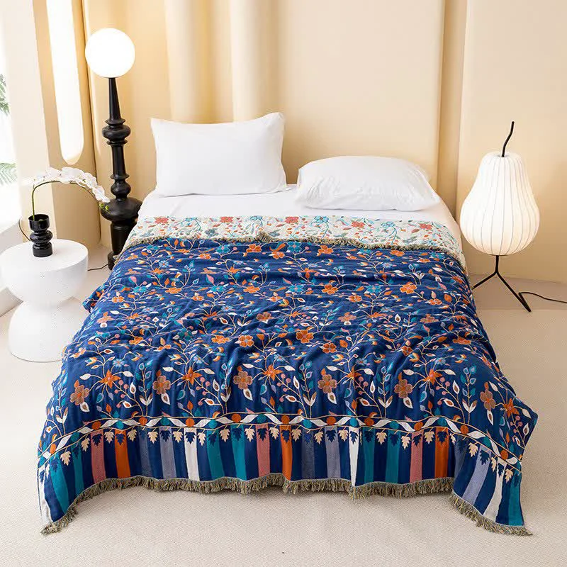 Lightweight Ownkoti Vintage Floral Cotton Tassel Reversible Quilt Eco-Friendly