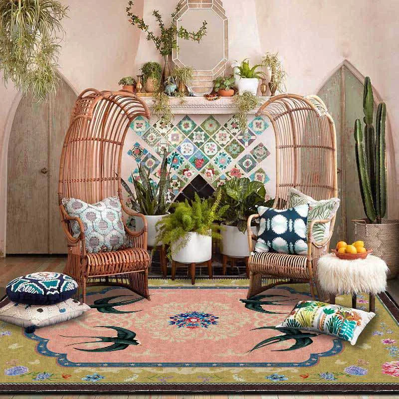 Dependable Ownkoti Vintage Oriental Swallow Anti-slip Area Rug Certified