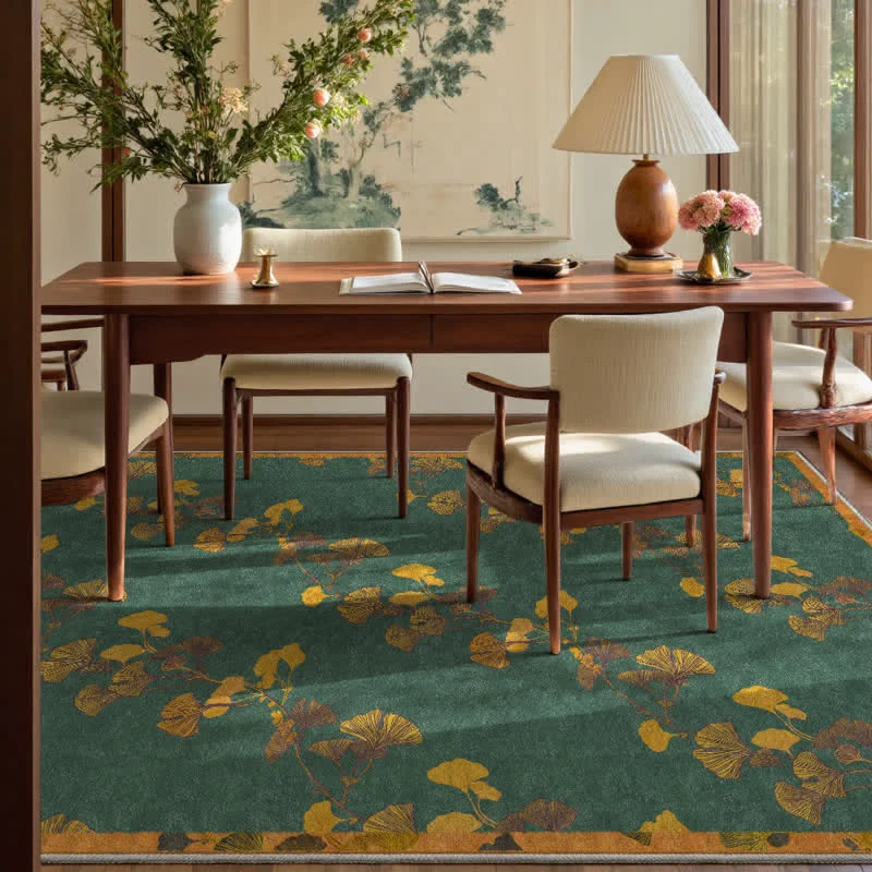 Excellent Ownkoti Pastoral Ginkgo Leaf Anti-slip Foldable Rug Natural