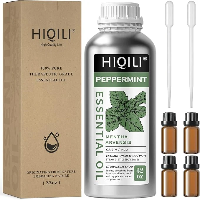 Minimalist HIQILI Peppermint Essential Oil 32oz Pure Natural Aromatic Oil Refined