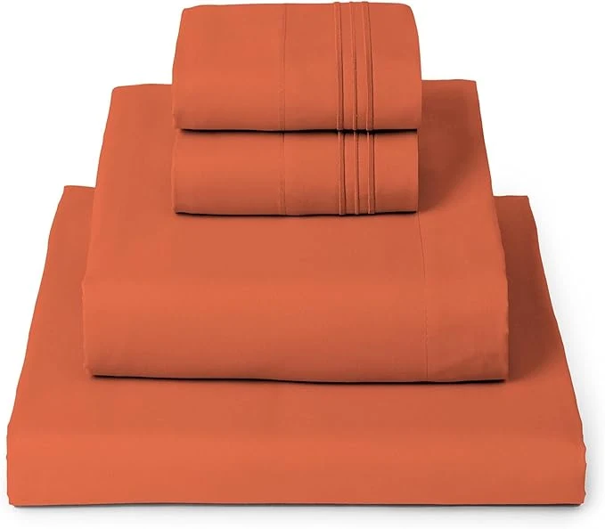 Environmentally Friendly Mellanni Queen Sheets Set – 4 PC Iconic Collection Bedding – Hotel Luxury Extra Soft Cooling Bed Sheets – Wrinkle Fade Stain Resistant Queen Poppy Orange Effective