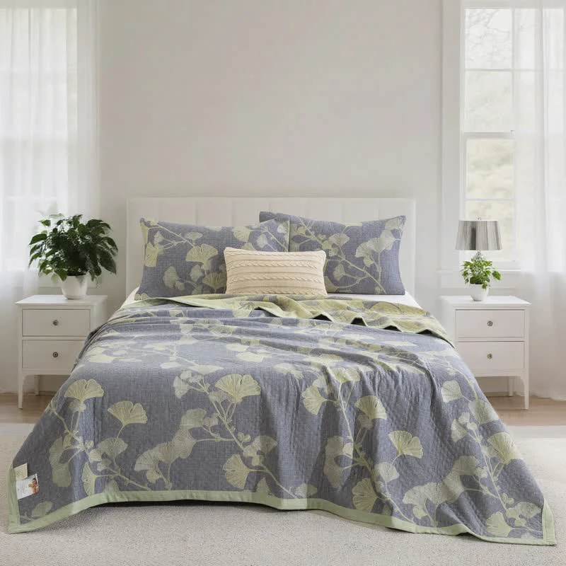 Optimized Ownkoti Ginkgo Inspired Natural Cotton Reversible Quilt Effective