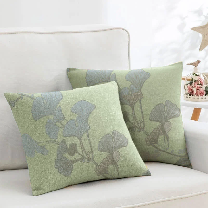 Authentic Ownkoti Ginkgo Leaf Cotton Jacquard Square Pillowcases 2PCS Outstanding