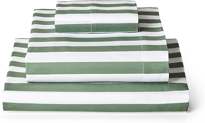 Easy-to-Use Mellanni Twin Sheets Set – 3 PC Iconic Collection Bedding – Hotel Luxury Extra Soft Cooling Bed Sheets – Wrinkle Fade Stain Resistant Twin Oxford Stripe Sage Responsible