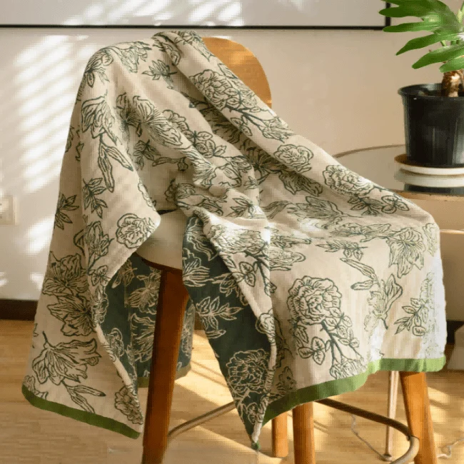 Innovative Ownkoti Peony Jacquard Cotton Gauze Bath Towel Quality