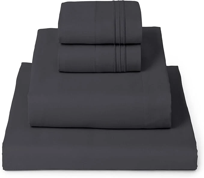 Secure Mellanni Queen Sheets Set – 4 PC Iconic Collection Bedding – Hotel Luxury Extra Soft Cooling Bed Sheets – Wrinkle Fade Stain Resistant Queen Charcoal First-Class