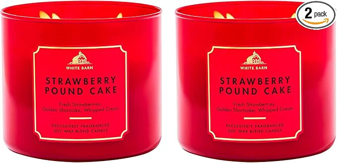 World-Class Bath Body Works Strawberry Pound Cake 3-Wick Candle Optimized