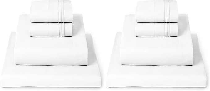 High-End Mellanni Full Sheets Set – 4 PC Iconic Collection Bedding – Hotel Luxury Extra Soft Cooling Bed Sheets – Wrinkle Fade Stain Resistant Full White Pack of 2 Elegant