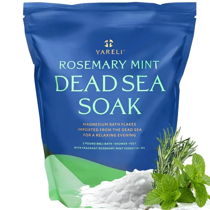 Luxury Yareli Magnesium Flakes 5lb Rosemary Peppermint Dead Sea Bath and Foot Soak Top-Quality