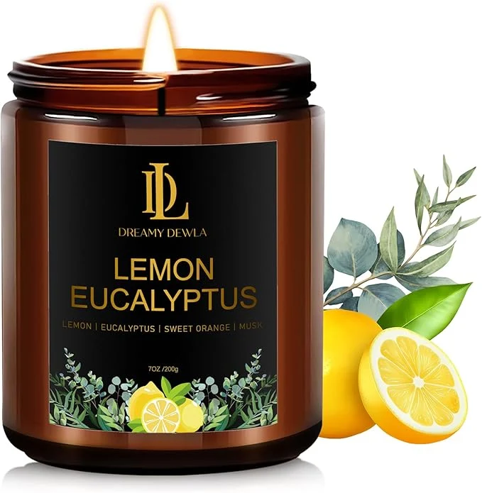 Premium Material Lemon Eucalyptus Scented Candle Soy Candles Convenient