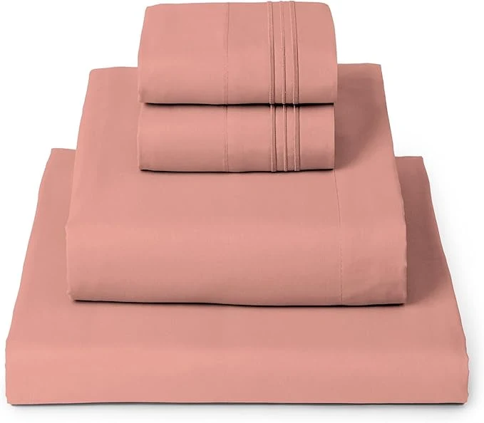 Easy-to-Use Mellanni King Sheets Set – 4 PC Iconic Collection Bedding – Hotel Luxury Extra Soft Cooling Bed Sheets – Wrinkle Fade Stain Resistant King Coral Fine