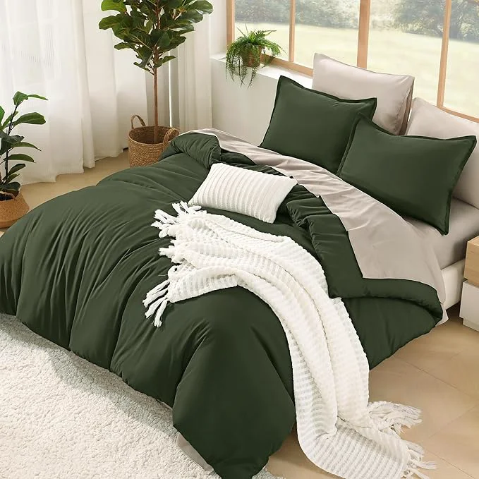 Elegant Litanika Comforter King Size Set Olive – 7 Pieces Bed in a Bag King Beddding Comforter Sets Plain Lightweight Bed Set with Comforter Sheets Pillowcases amp Shams Carefully Designed