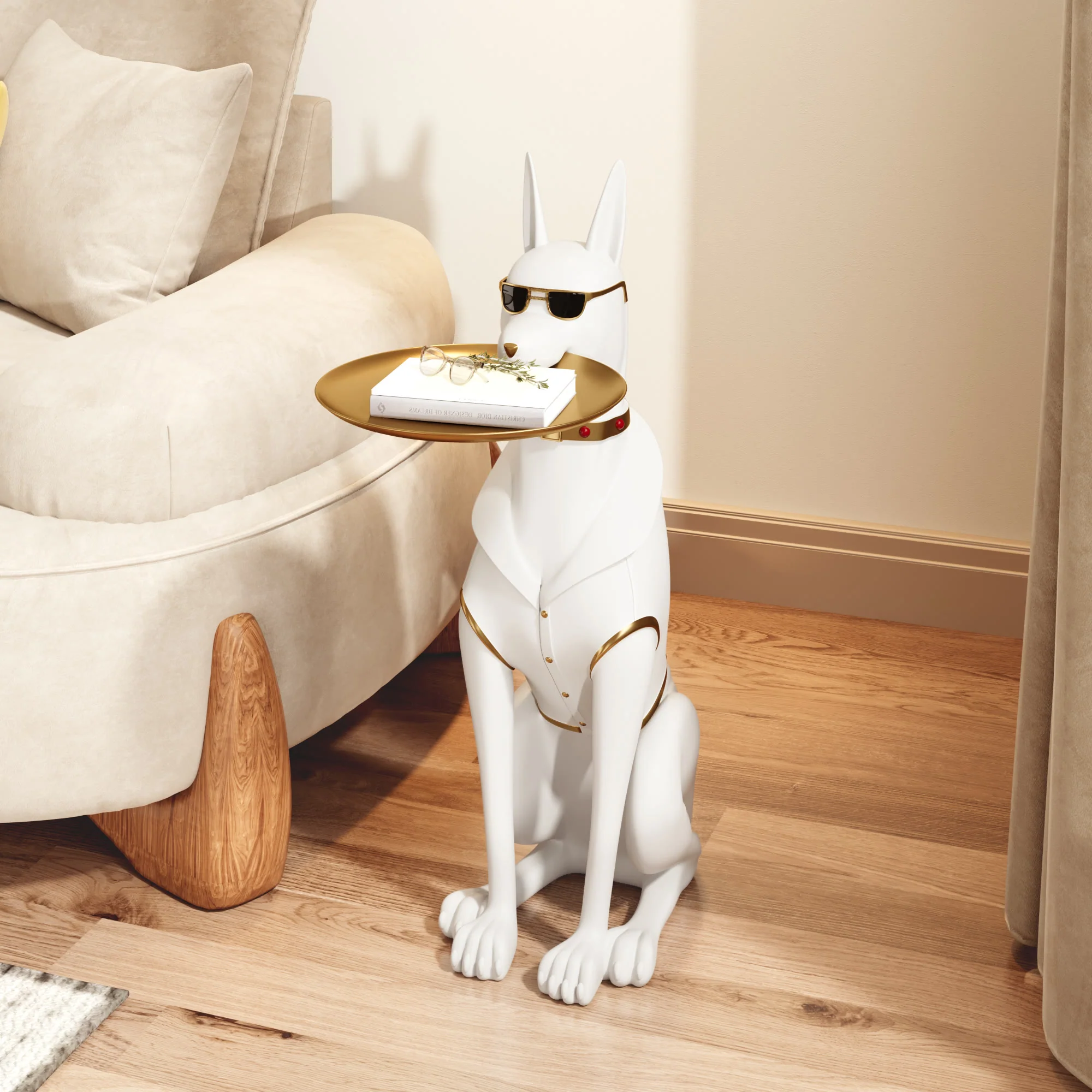 Specialty Ownkoti Dachshund-shaped Side Table With Gold Sunglasses Practical