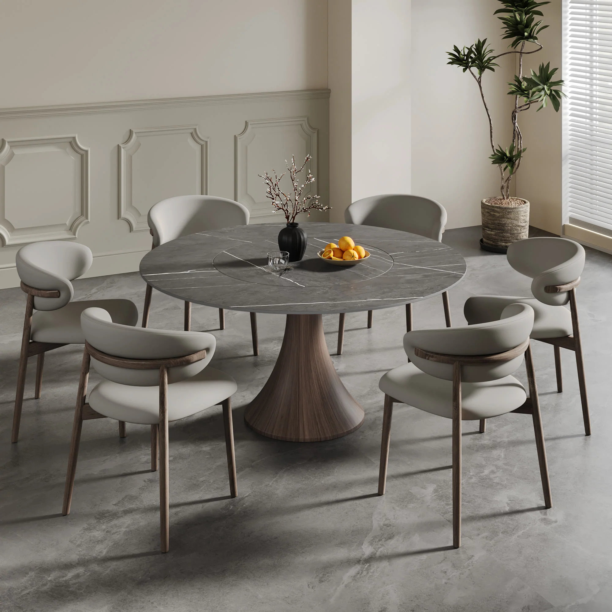 Specialty Ownkoti Built-in Lazy Susan Dining Table With Wood Base High-End