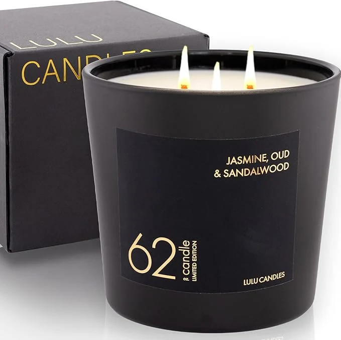 World-Class Lulu Candles Jasmine Oud Sandalwood Luxury Scented Soy Jar Candle Hand Refined