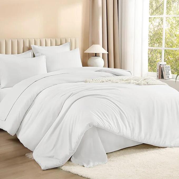 Reliable Litanika Comforter California King Size Set White – 7 Pieces Bed in a Bag California King Bedding Comforter Sets Plain Lightweight Bed Set with Comforter Sheets Pillowcases amp Shams Fine