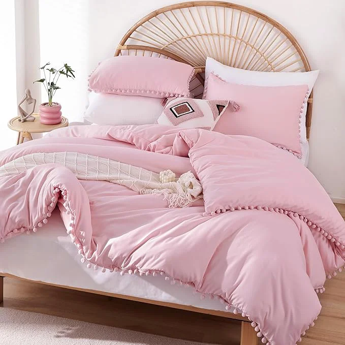 Practical YIRDDEO King Size Comforter Set – King Size Comforter with Ball Pom Fringe Soft King Bedding Set for All Seasons – 3 Pieces 1 Comforter 104 quot x90 quot inches amp 2 Pillow Shams 20 quot x36 quot Dust Pink Superior