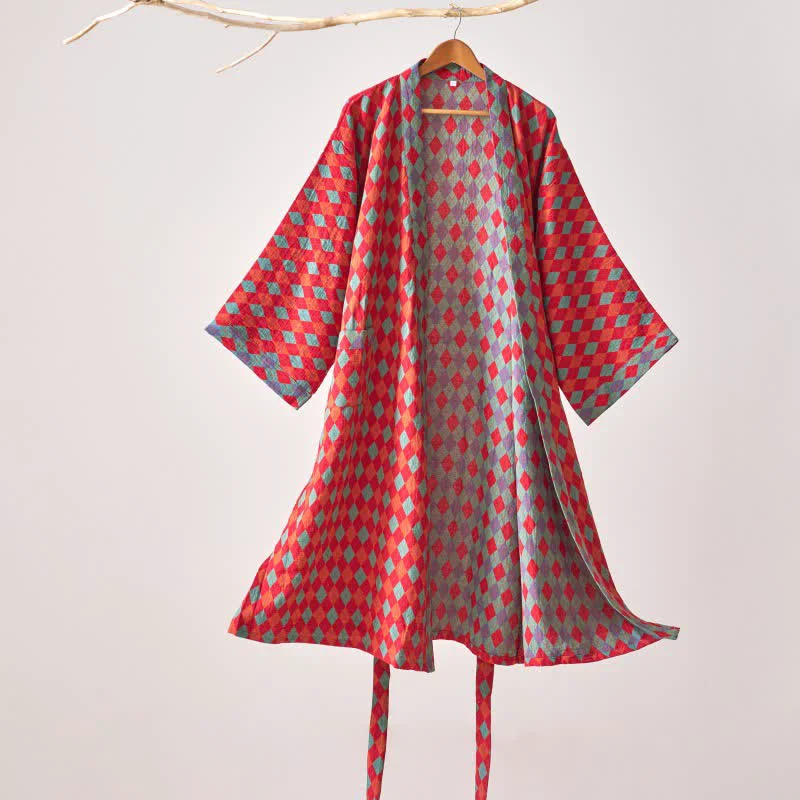 Powerful Ownkoti Classic Diamond Cotton Gauze Kimono Robe Reusable