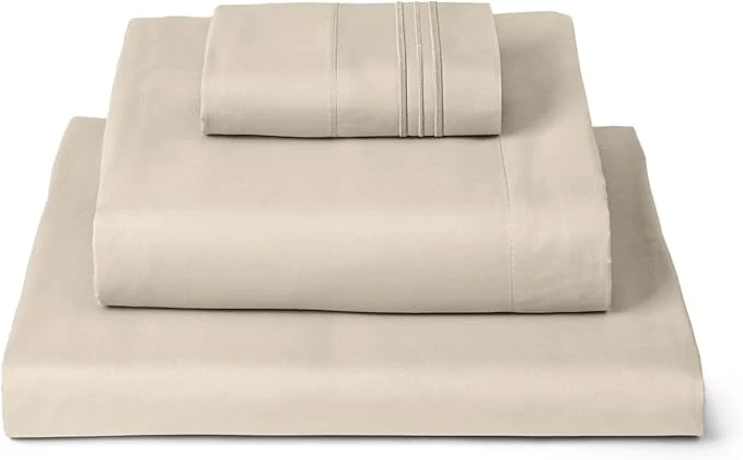 Functional Mellanni Twin Sheets Set – 3 PC Iconic Collection Bedding – Hotel Luxury Extra Soft Cooling Bed Sheets – Wrinkle Fade Stain Resistant Twin Beige Clean