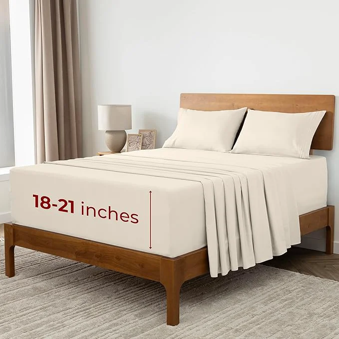 Convenient Mellanni Extra Deep Full Sheets – 4 PC Iconic Collection Bedding – Hotel Luxury Ultra Soft Cooling Bed Sheets – Wrinkle Fade Stain Resistant Full Golden Ivory Fine Crafted