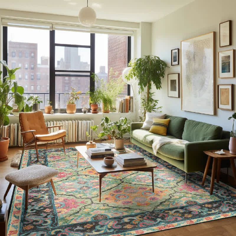 Recyclable Ownkoti Vibrant Vintage Bohemian Green Area Rug Soft