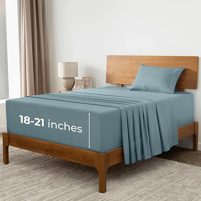 Carefully Designed Mellanni Extra Deep Twin Sheets – 3 PC Iconic Collection Bedding – Hotel Luxury Ultra Soft Cooling Bed Sheets – Wrinkle Fade Stain Resistant Twin Spa Blue Sophisticated