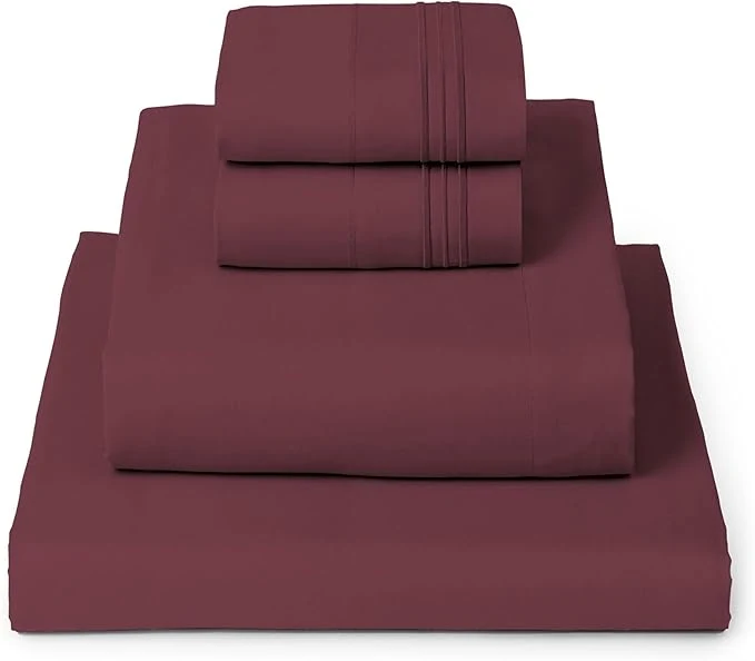 Top-Quality Mellanni King Sheets Set – 4 PC Iconic Collection Bedding – Hotel Luxury Extra Soft Cooling Bed Sheets – Wrinkle Fade Stain Resistant King Burgundy Efficient