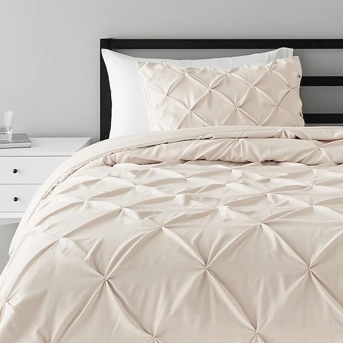 Trusted Amazon Basics Soft Lightweight 2 Piece All-Season Down- Comforter Bedding Set Pinch Pleat Twin TwinXL Beige Geometric Functional