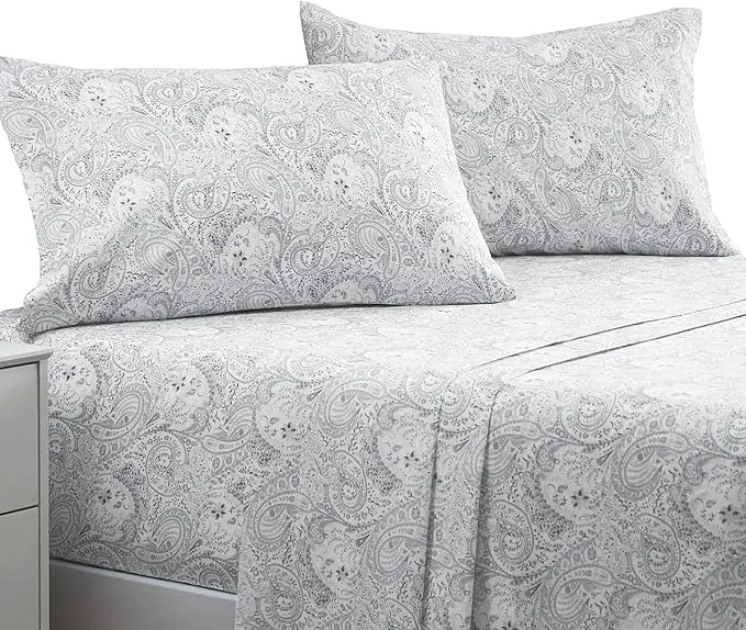 Fashionable Mellanni King Sheets Set – 4 PC Iconic Collection Bedding – Hotel Luxury Extra Soft Cooling Bed Sheets – Wrinkle Fade Stain Resistant King Paisley Gray Trusted
