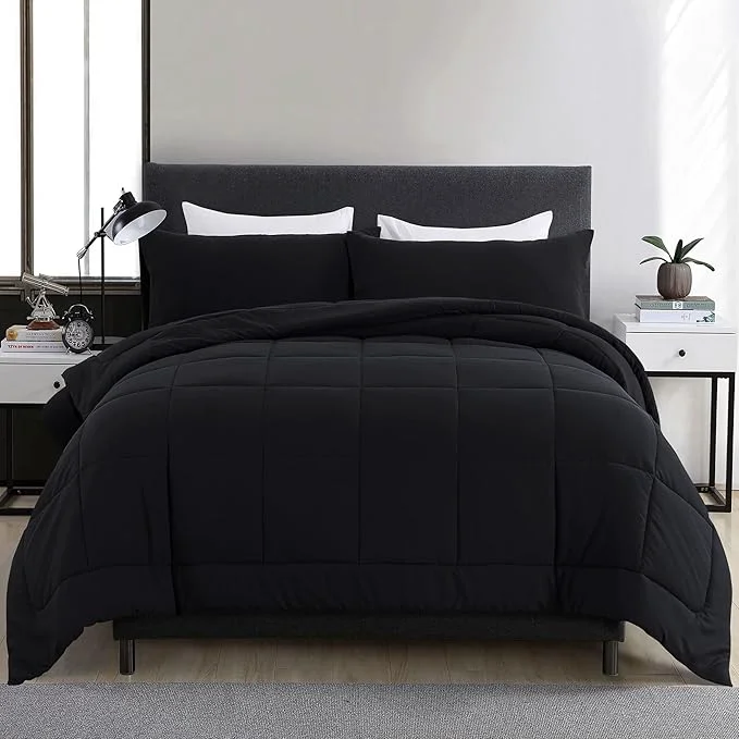 Responsible DOWNCOOL Twin Comforter Set -All Season Bedding Comforters Sets with 1 Pillow Case -2 Pieces Bed Set Down Comforter Set -Black Twin Bedding Sets 64 quot x88 quot Durable