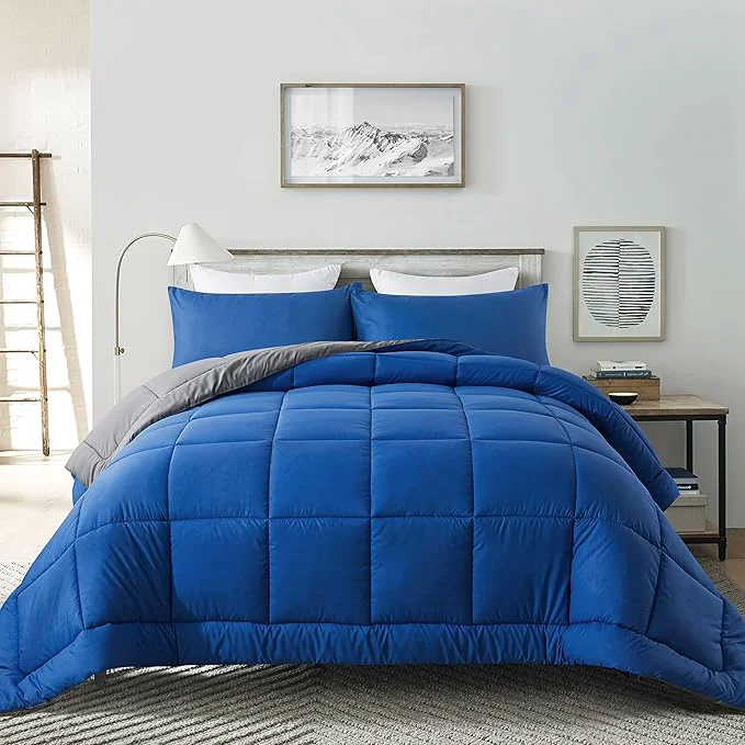 Proven DOWNCOOL Twin Comforter Set -All Season Bedding Comforters Sets with 1 Pillow Case -2 Pieces Bed Set Down Comforter Set -Blue Grey Twin Bedding Sets 64 quot x88 quot Excellent
