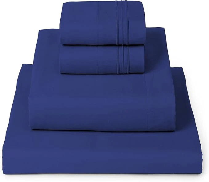 Mellanni King Sheets Set – 4 PC Iconic Collection Bedding – Hotel Luxury Extra Soft Cooling Bed Sheets – Wrinkle Fade Stain Resistant King Royal Blue High-Performance