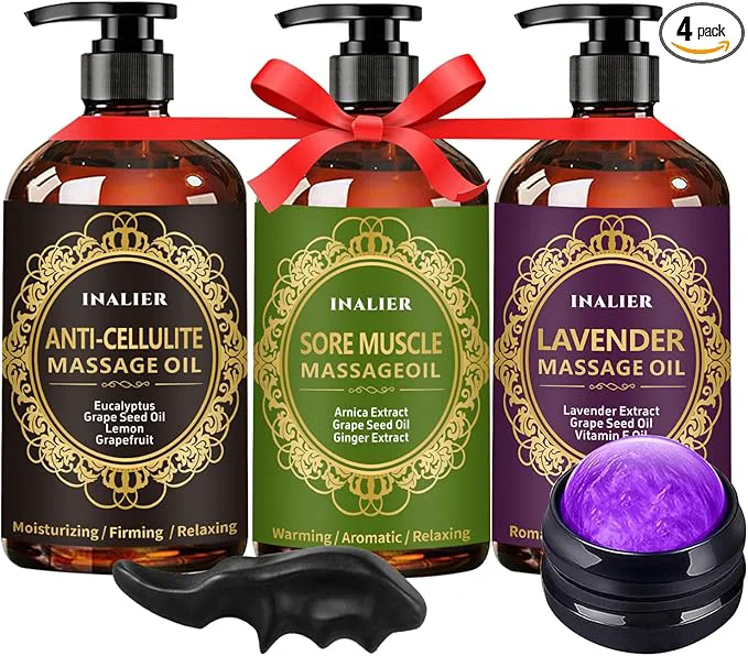 Lightweight Mothers Day Gifts for Wife Massage Oil for Massage Therapy 3 Pack Cellulite Safe