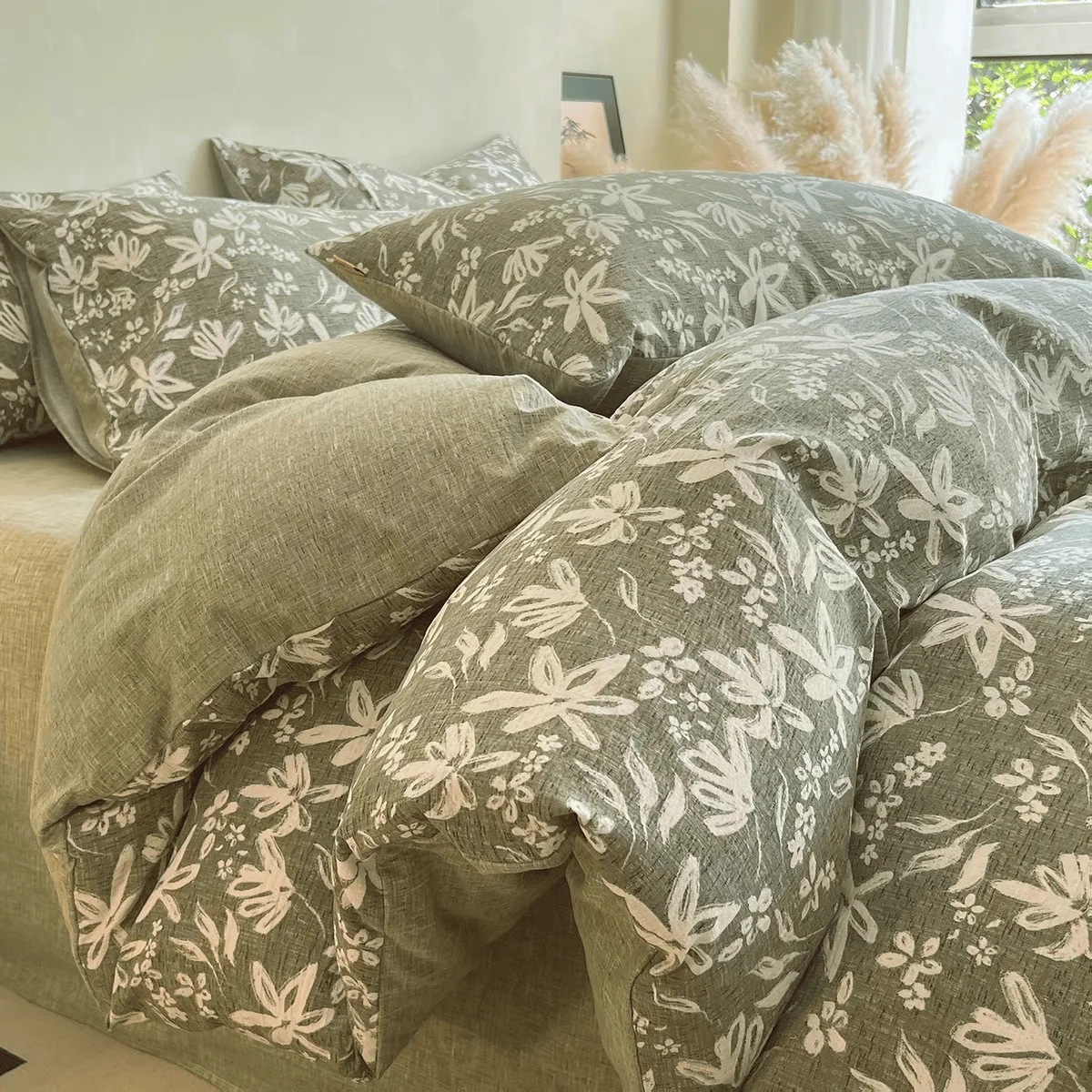 Efficient Ownkoti Greenery Floral Print Bedding Set 4PCS Trusted