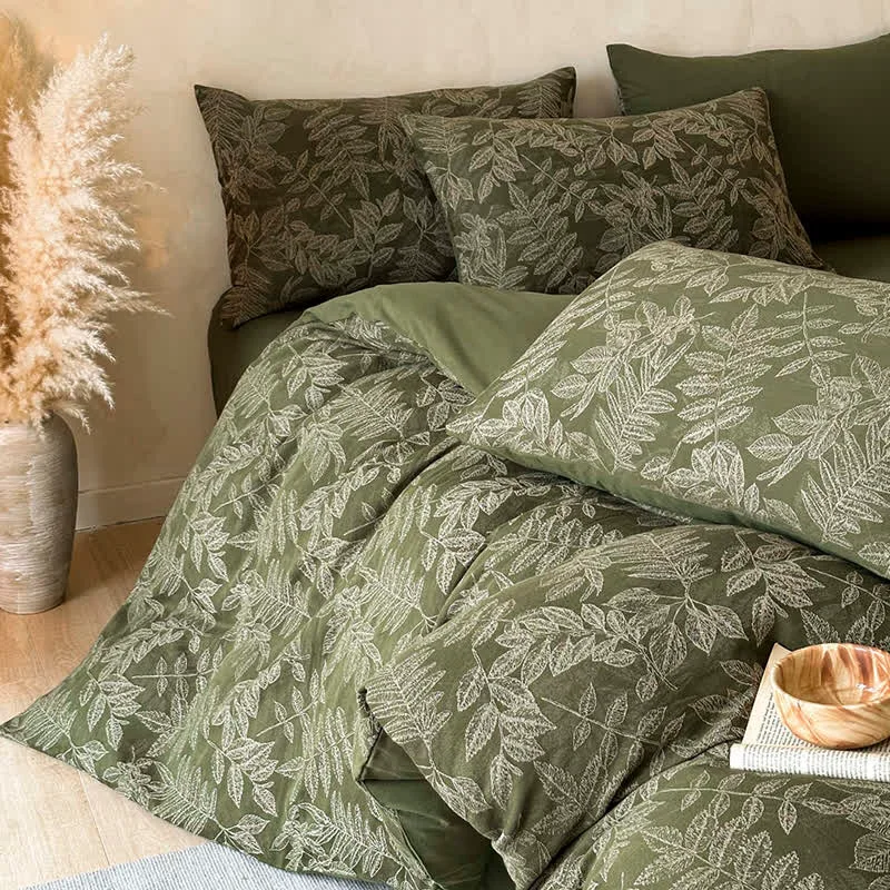 User-Friendly Ownkoti Brushed Cotton Botanical Duvet Cover Set 4PCS Classic