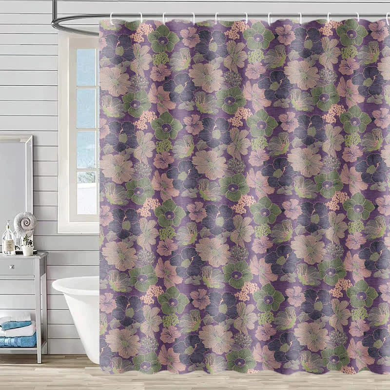 Natural Ownkoti Peach Blossom Print Shower Curtain Sustainable