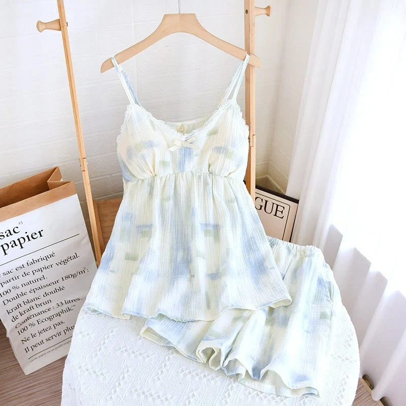 Selected Summer Cotton Crinkle Cami Pajama Set Verified