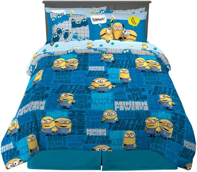 Proven Minions The Rise of Gru Kids Bedding Super Soft amp Cozy Reverisble Microfiber Comforter and Sheet Set with Sham 7 Piece Queen Size ly Licensed Product by Franco Certified