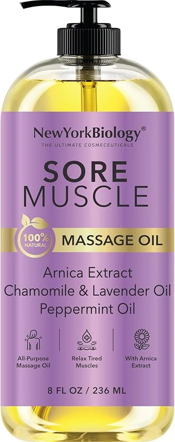 Long-Lasting New York Biology Sore Muscle Massage Oil 8 Fl Oz – Made Green