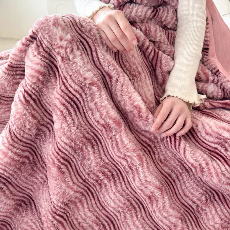 Practical Ownkoti Faux Fur Wavy Jacquard Plush Blanket Sophisticated