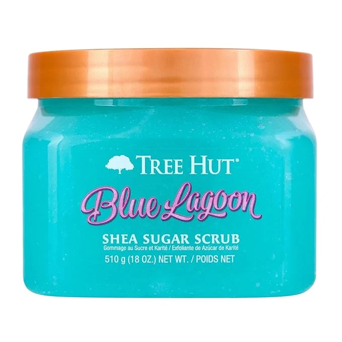 Recyclable Tree Hut Blue Lagoon Shea Sugar Scrub Exfoliating Hydrating Moisturizing Stylish