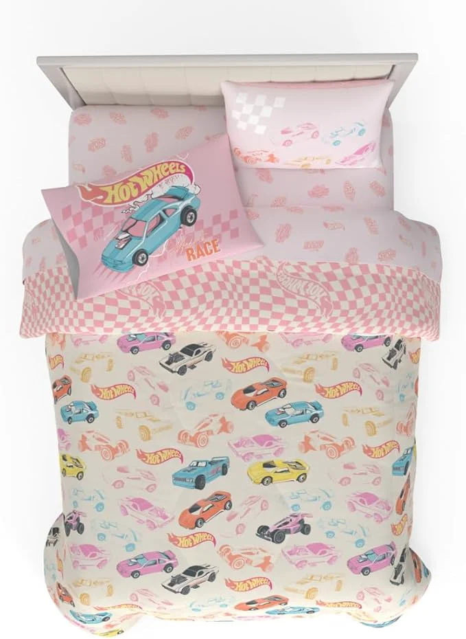 Excellent Hot Wheels Girls Kids Bedding Super Soft Comforter and Sheet Set with Sham 7 Piece Full Size ly Licensed Product By Franco Pure