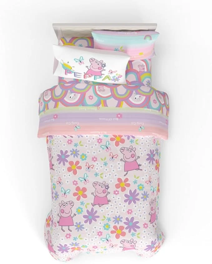 Casual Peppa Pig Kids Bedding Super Soft amp Cozy Reversible Microfiber Comforter and Sheet Set with Sham 5 Piece Twin Size ly Licensed Product by Franco Effective
