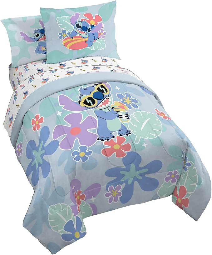 Excellent Jay Franco Disney Lilo and Stitch Full Size Comforter Set – 7 Piece Bedding Includes Sheet Set amp Pillow Covers – Super Soft Tropical Bedding Official